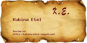 Kubina Etel névjegykártya